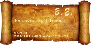 Borsoveczky Elemér névjegykártya